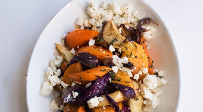Nigel Slater’s baked winter roots with feta and smoked garlic